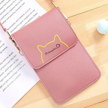 cartera para teléfono con pantalla táctil cruzada para mujer