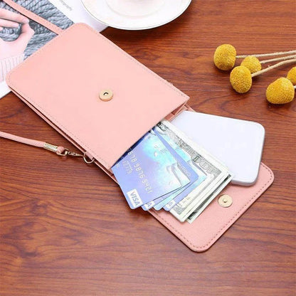 cartera para teléfono con pantalla táctil cruzada para mujer