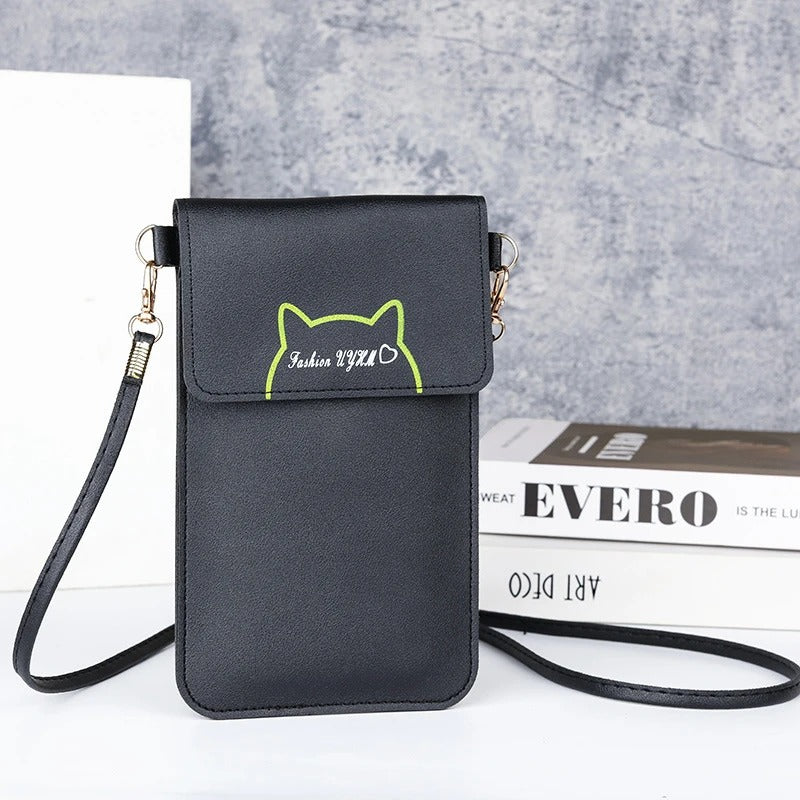 cartera para teléfono con pantalla táctil cruzada para mujer