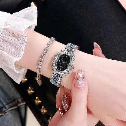 Reloj de pulsera de cuarzo con diamantes de imitación para mujer