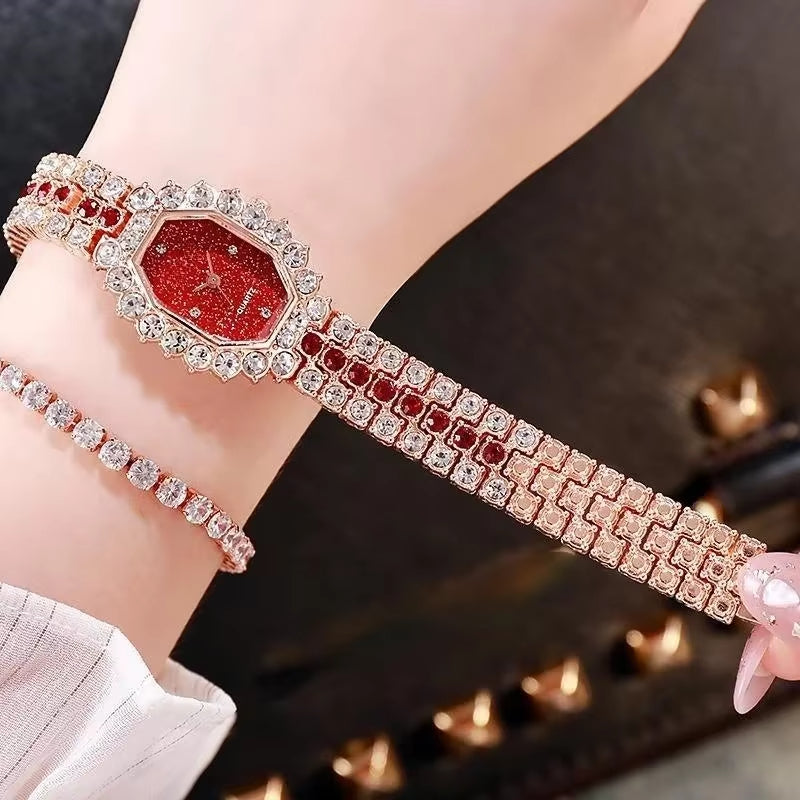 Reloj de pulsera de cuarzo con diamantes de imitación para mujer