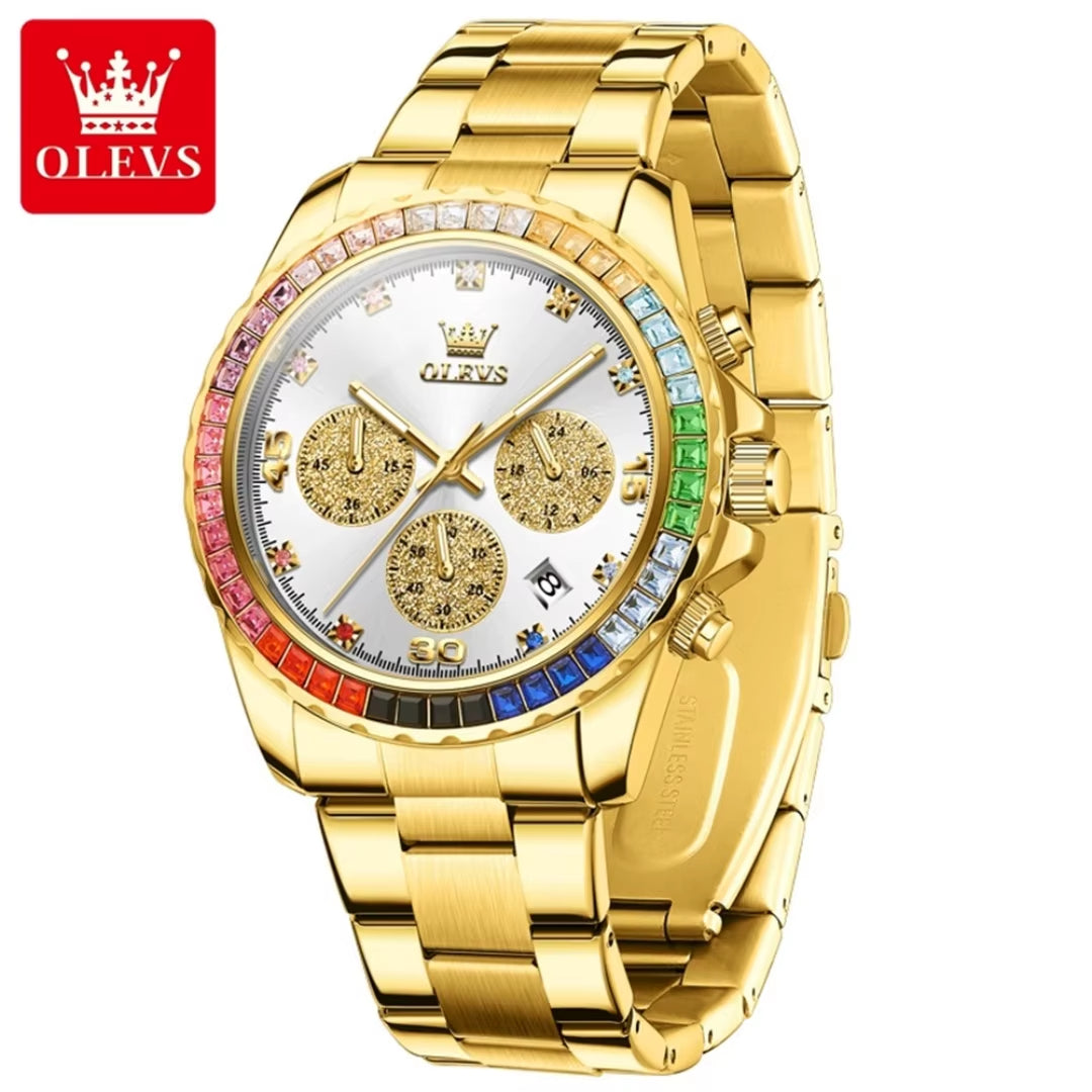 Reloj Arcoiris Diamantado - Para Hombre