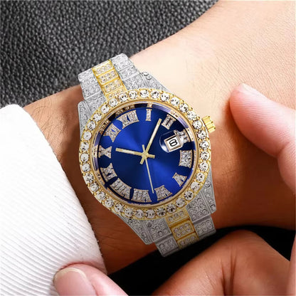 reloj de hombre de aleación con diamantes engastados