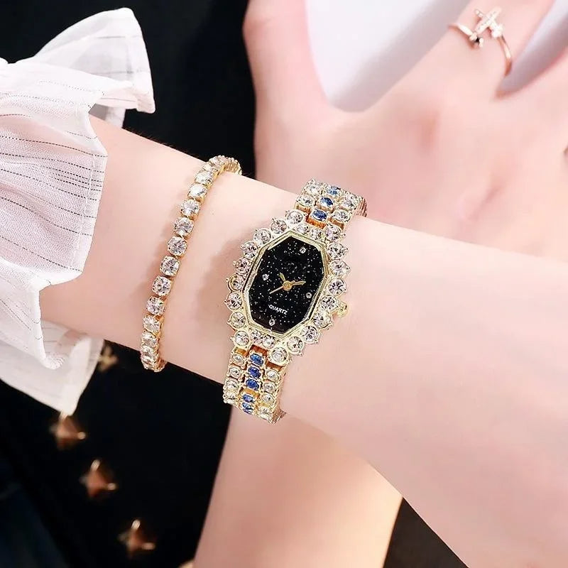 Reloj de pulsera de cuarzo con diamantes de imitación para mujer