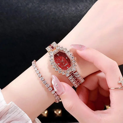 Reloj de pulsera de cuarzo con diamantes de imitación para mujer