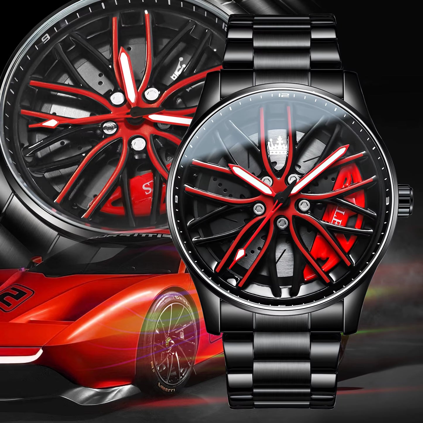 Reloj Diseño Rueda de Coche de Lujo