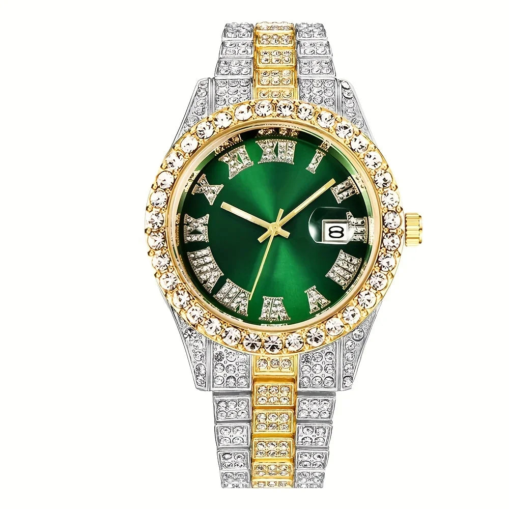 reloj de hombre de aleación con diamantes engastados