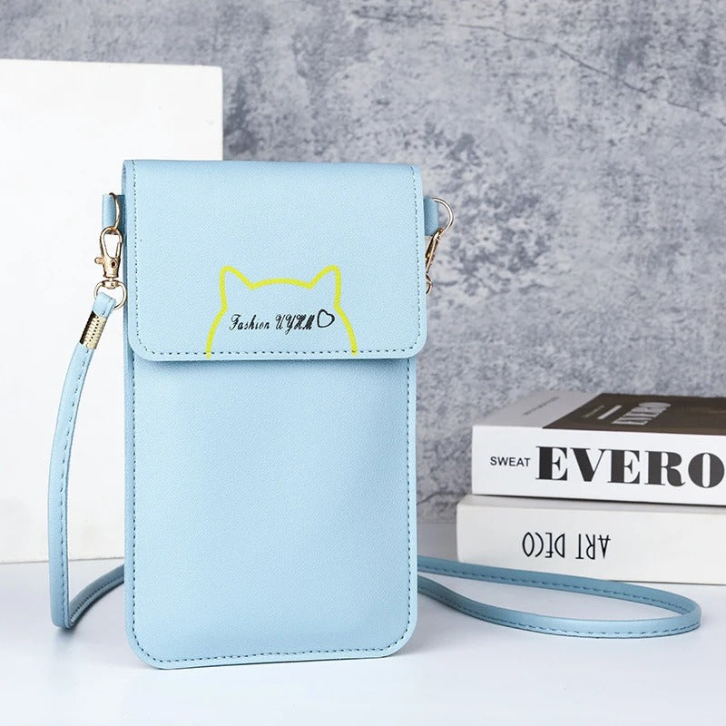 cartera para teléfono con pantalla táctil cruzada para mujer